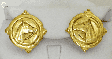 Equestrian Earrings in Gold by Susan Shaw - Country Club Prep