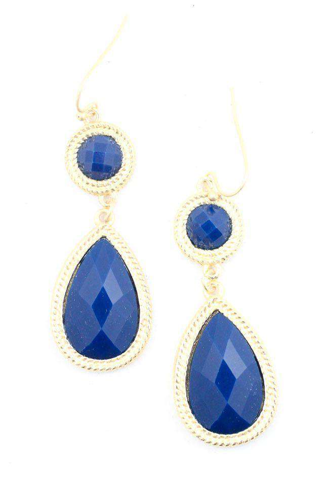 Gabie Double Drop Earring in Navy by Caroline Hill - Country Club Prep