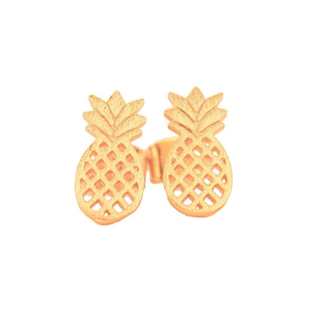 Gold Pineapple Earrings by Country Club Prep - Country Club Prep