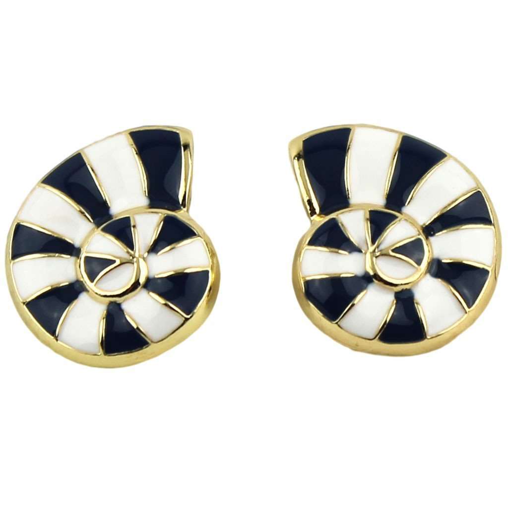 Striped Ocean Earring in Navy and White by Fornash - Country Club Prep