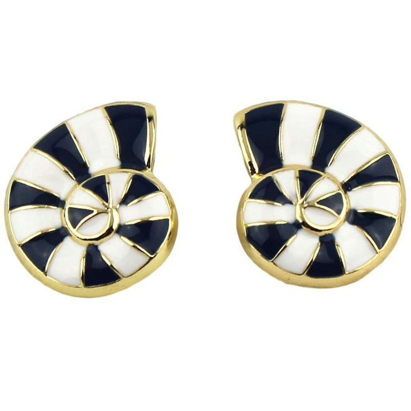 Striped Ocean Earring in Navy and White by Fornash - Country Club Prep