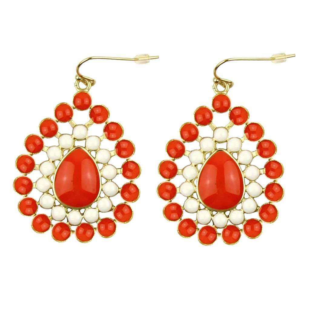 The Natalie Earring in Orange and White by Fornash - Country Club Prep