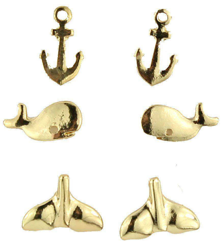 Whale of a Time Earrings in Gold by Pink Pineapple - Country Club Prep