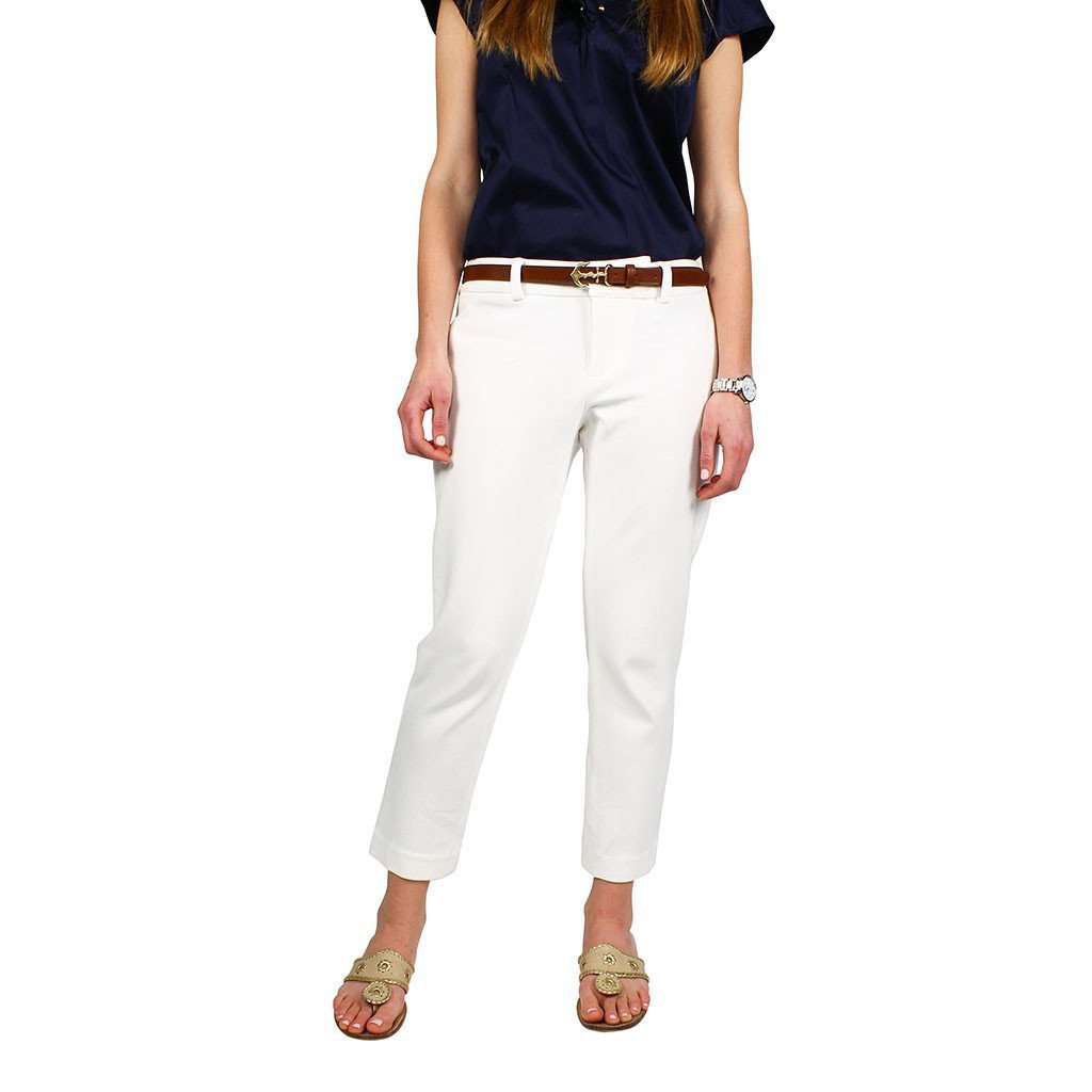 Lauren Cropped Pants in White by Elizabeth McKay - Country Club Prep