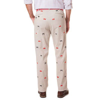 Stretch Twill Harbor Pant with Embroidered Smoker Grill and Pig by Castaway Clothing - Country Club Prep