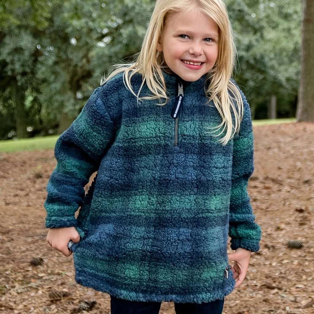 Youth Andover Plaid Sherpa Pullover by Southern Marsh - Country Club Prep