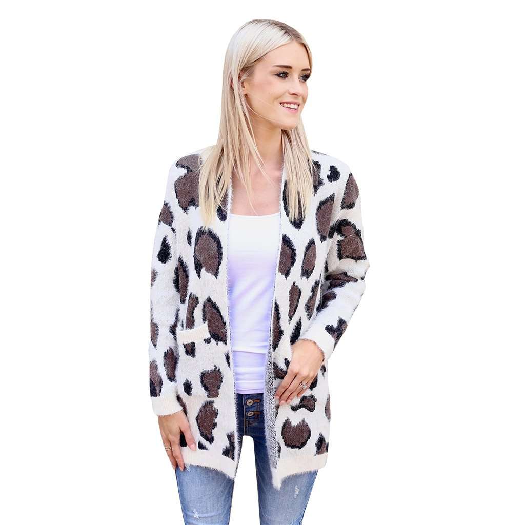 Royce Leopard Fuzzy Cardigan by Caroline Hill - Country Club Prep