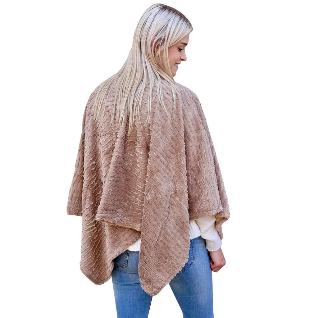 Finely Faux Fur Poncho by Caroline Hill - Country Club Prep