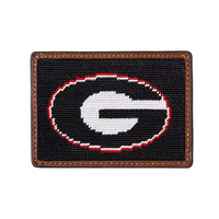 University of Georgia Needlepoint Credit Card Wallet in Black by Smathers & Branson - Country Club Prep