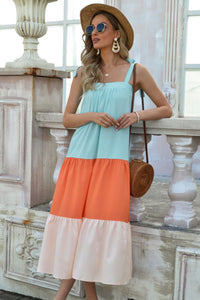 Color Block Tie-Shoulder Sleeveless Dress - Country Club Prep