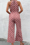 Polka Dot Grecian Wide Leg Jumpsuit - Country Club Prep