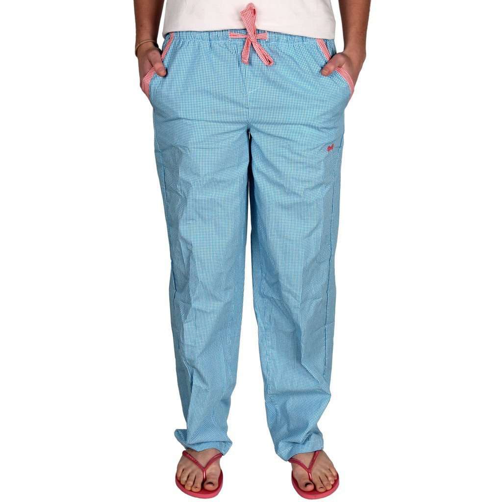 Lounge Pant in Turquoise Seersucker by Frat Collection - Country Club Prep