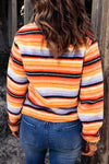 Multicolored Stripe Quarter Snap Fleece Sweatshirt - Country Club Prep
