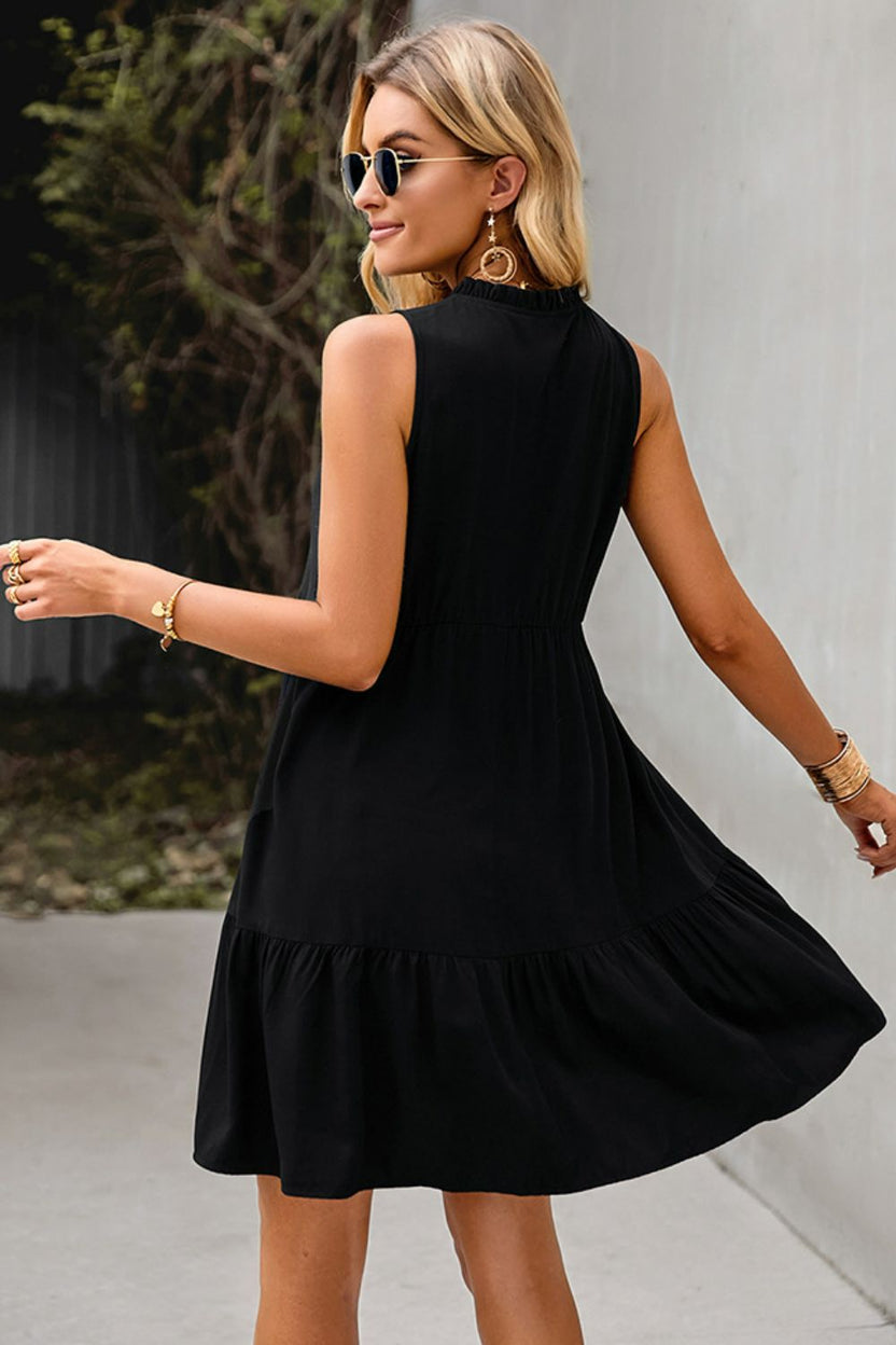 Tie Neck Tiered Dress