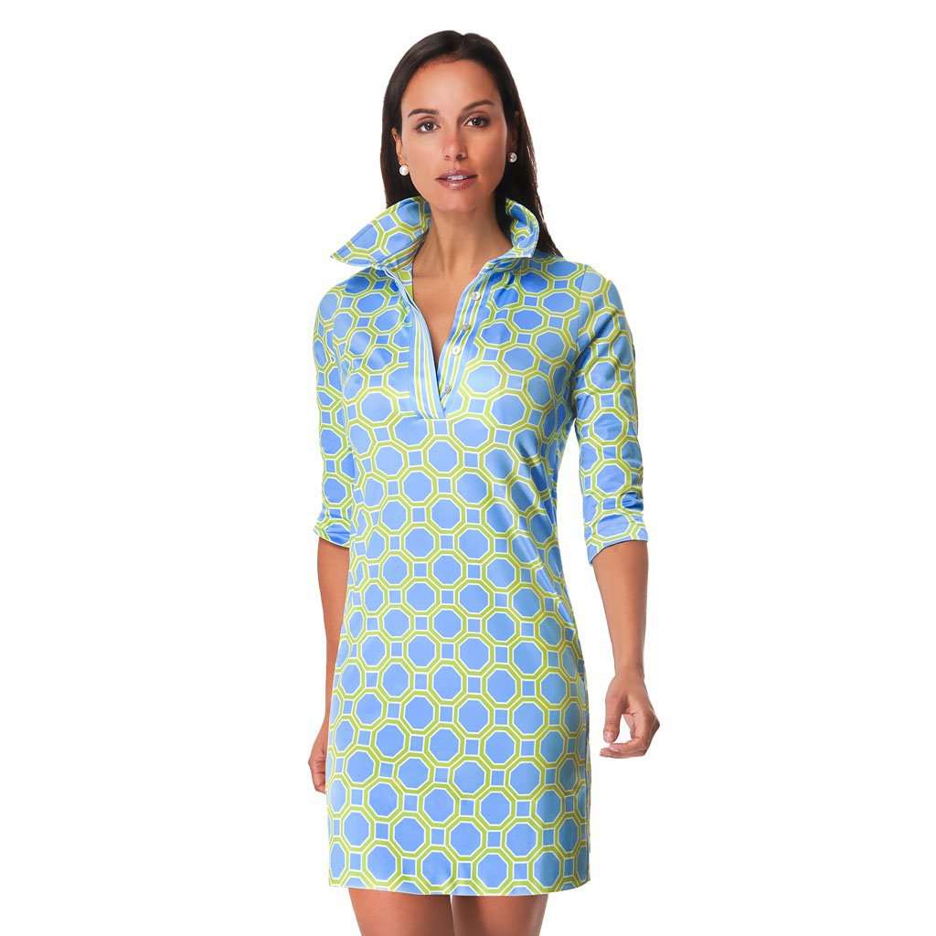 Turin Print Everywhere Dress in Periwinkle & Green by Gretchen Scott Designs - Country Club Prep