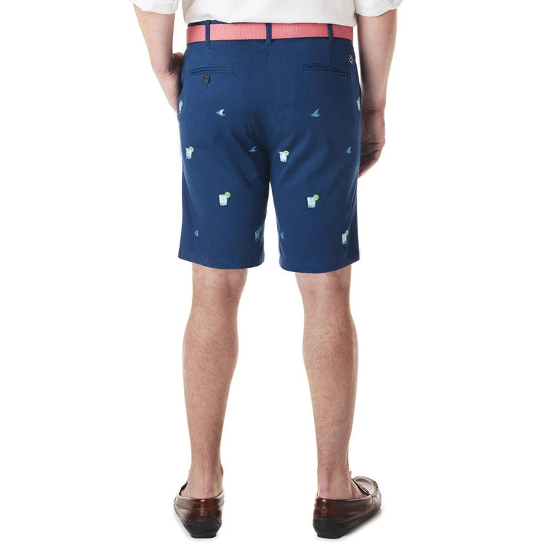 Stretch Twill Cisco Short with Fin & Tonic in Navy by Castaway Clothing - Country Club Prep