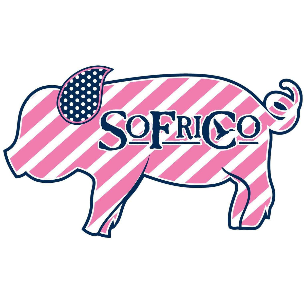 Lil Striped Pig Sticker by Southern Fried Cotton - Country Club Prep