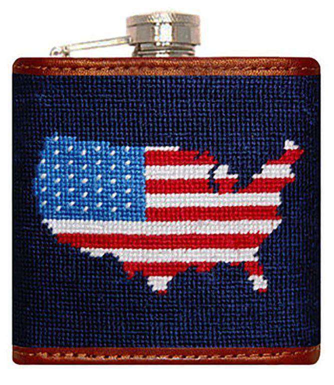 Americana Needlepoint Flask in Navy by Smathers & Branson - Country Club Prep
