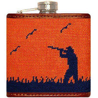 Bird Hunter Needlepoint Flask in Orange by Smathers & Branson - Country Club Prep