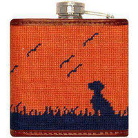 Bird Hunter Needlepoint Flask in Orange by Smathers & Branson - Country Club Prep