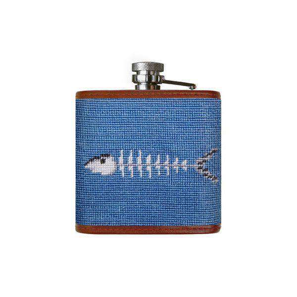 Bonefish Needlepoint Flask in Stream Blue by Smathers & Branson - Country Club Prep