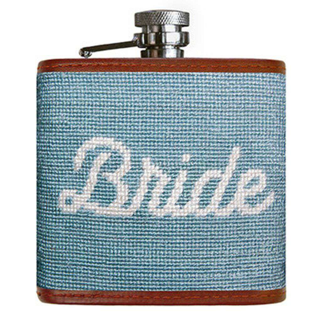 Bride Needlepoint Flask in Antique Blue by Smathers & Branson - Country Club Prep