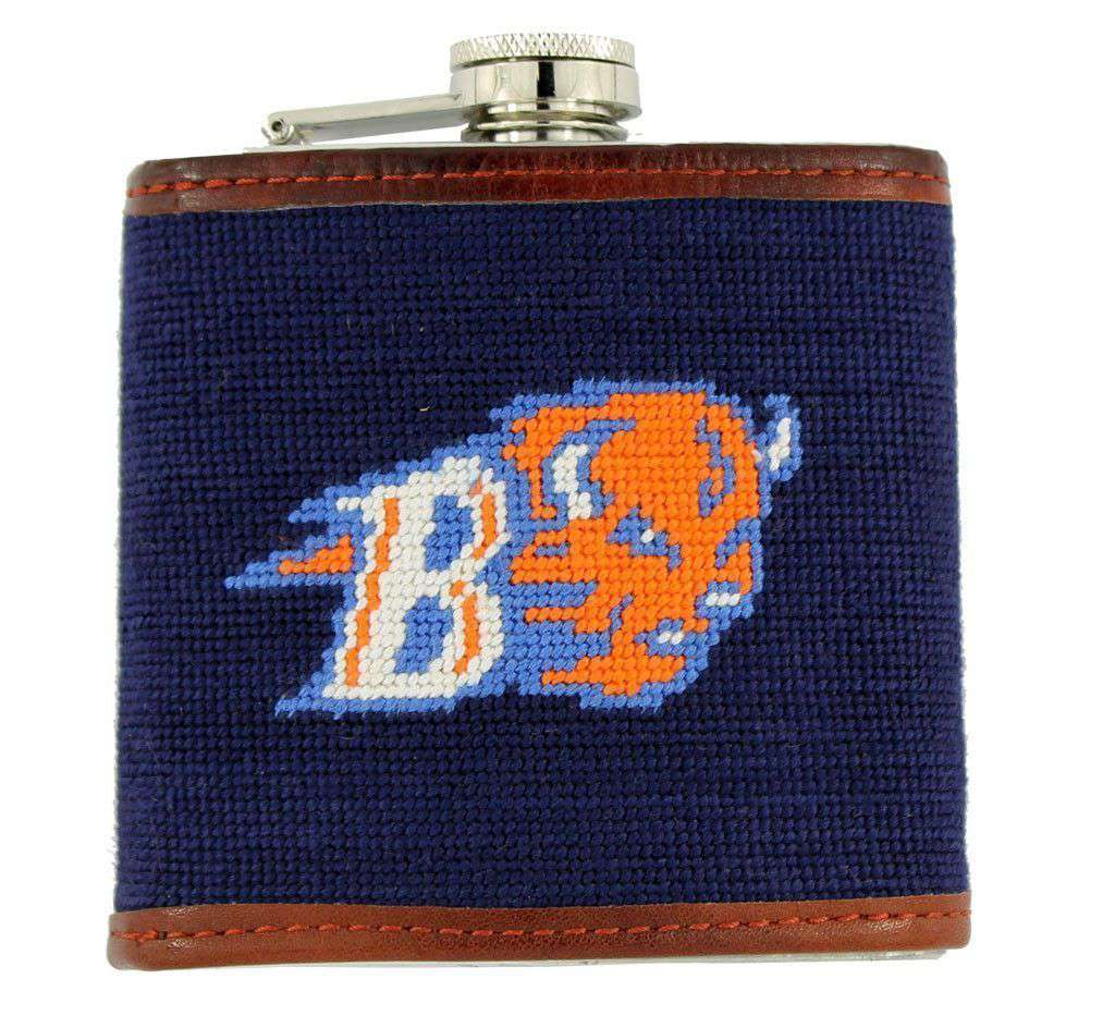 Bucknell University Needlepoint Flask in Navy by Smathers & Branson - Country Club Prep