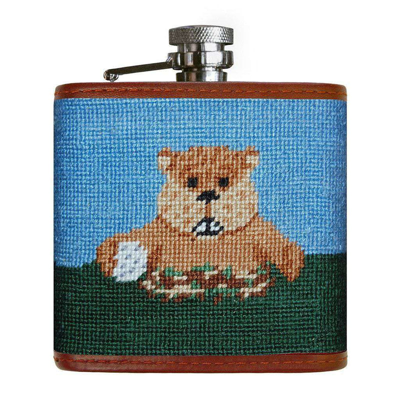 Caddyshack Needlepoint Flask in Blue and Green by Smathers & Branson - Country Club Prep