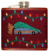 Christmas Vacation Needlepoint Flask in Maroon by Smathers & Branson - Country Club Prep