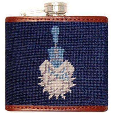 Citadel Needlepoint Flask in Navy by Smathers & Branson - Country Club Prep