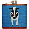 Cow Needlepoint Flask in Blue by Smathers & Branson - Country Club Prep