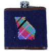 Custom Madras Georgia Needlepoint Flask in Dark Navy by Smathers & Branson - Country Club Prep