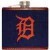 Detroit Tigers Needlepoint Flask in Navy by Smathers & Branson - Country Club Prep