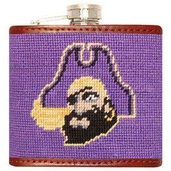 East Carolina Needlepoint Flask in Purple by Smathers & Branson - Country Club Prep