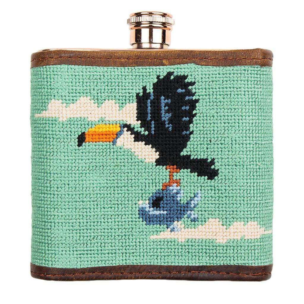 Flying Fish Needlepoint Flask in Teal by Smathers & Branson - Country Club Prep