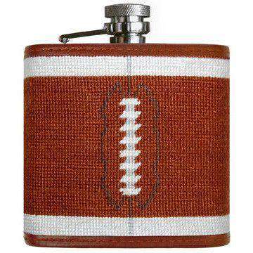 Football Needlepoint Flask in Chestnut by Smathers & Branson - Country Club Prep