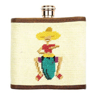 Fruit Girl Needlepoint Flask in Khaki by Smathers & Branson - Country Club Prep