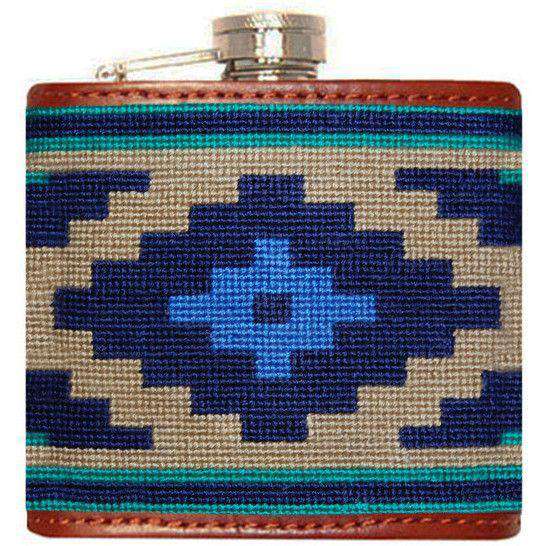 Gaucho Needlepoint Flask in Dark Khaki by Smathers & Branson - Country Club Prep