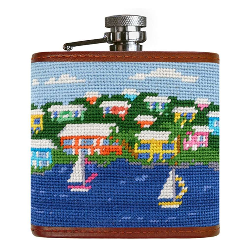 Island Time Needlepoint Flask by Smathers & Branson - Country Club Prep