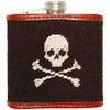 Jolly Roger Needlepoint Flask in Black by Smathers & Branson - Country Club Prep