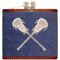 Lacrosse Needlepoint Flask in Blue by Smathers & Branson - Country Club Prep