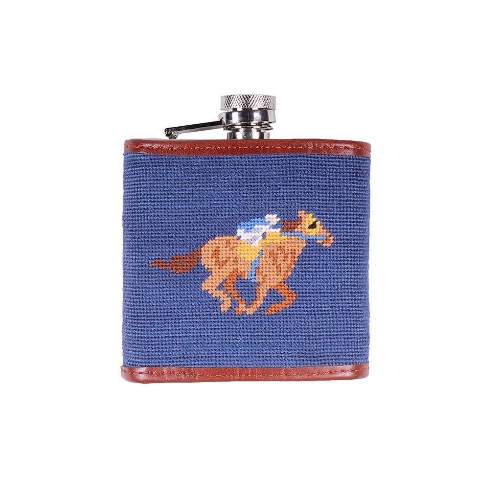 Limited Edition Race Horse and Bourbon Needlepoint Flask by Smathers & Branson - Country Club Prep