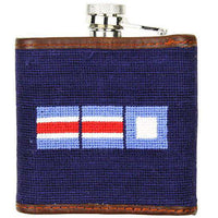 Limited Edition Southampton-Nautical Flags Needlepoint Flask in Navy by Smathers & Branson - Country Club Prep