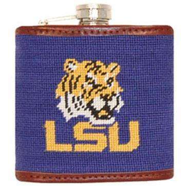 Louisiana State University Needlepoint Flask in Purple by Smathers & Branson - Country Club Prep