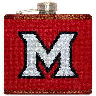 Miami University Needlepoint Flask in Red by Smathers & Branson - Country Club Prep