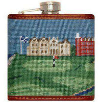 Old Course Needlepoint Flask by Smathers & Branson - Country Club Prep