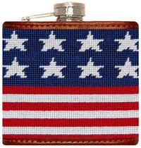 Old Glory Needlepoint Flask in Red, White, and Blue by Smathers & Branson - Country Club Prep