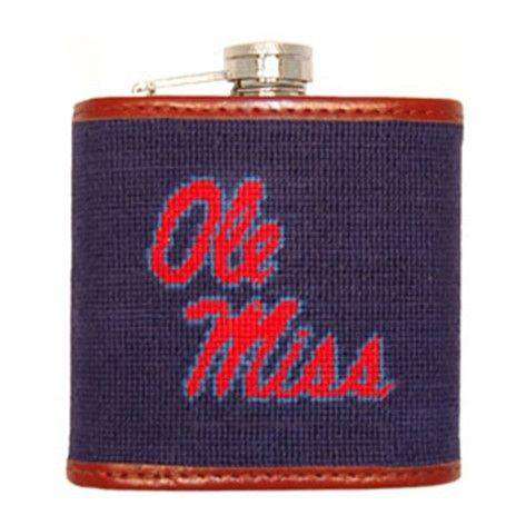 Ole Miss Needlepoint Flask in Navy by Smathers & Branson - Country Club Prep