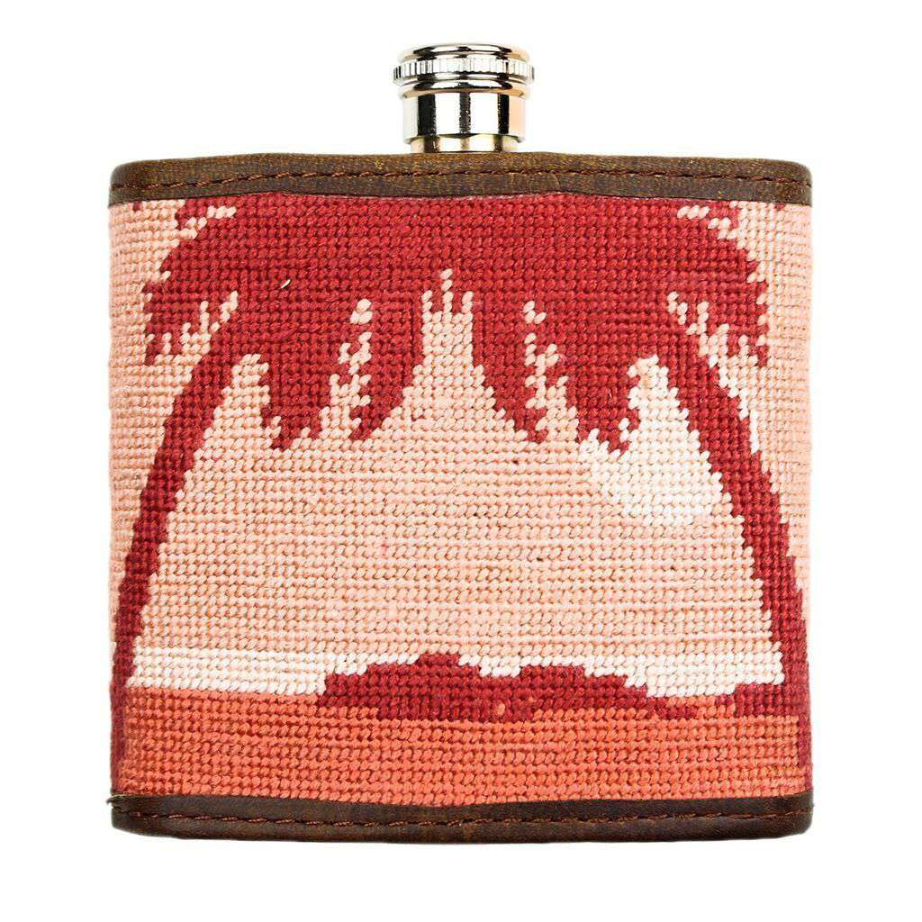 Palm Tree Needlepoint Flask in Sunset by Smathers & Branson - Country Club Prep