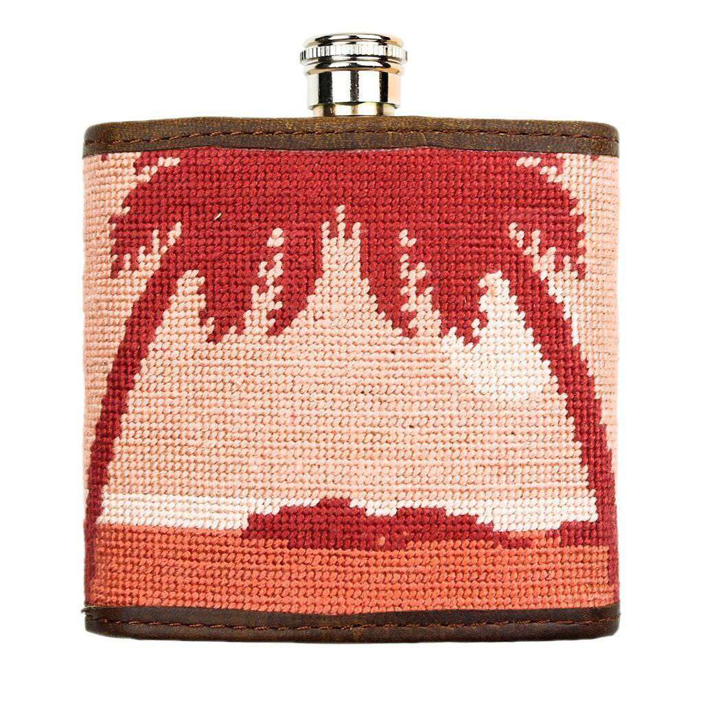 Palm Tree Needlepoint Flask in Sunset by Smathers & Branson - Country Club Prep